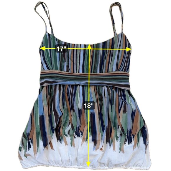 BCBG Max Azria Scoop Neck Tank Top M Abstract Stripe Artwear Pullover Blouse - Picture 5 of 8